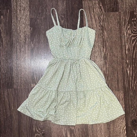 Dream Girl dress light green and with white polkadot size 7/8 - Picture 1 of 4
